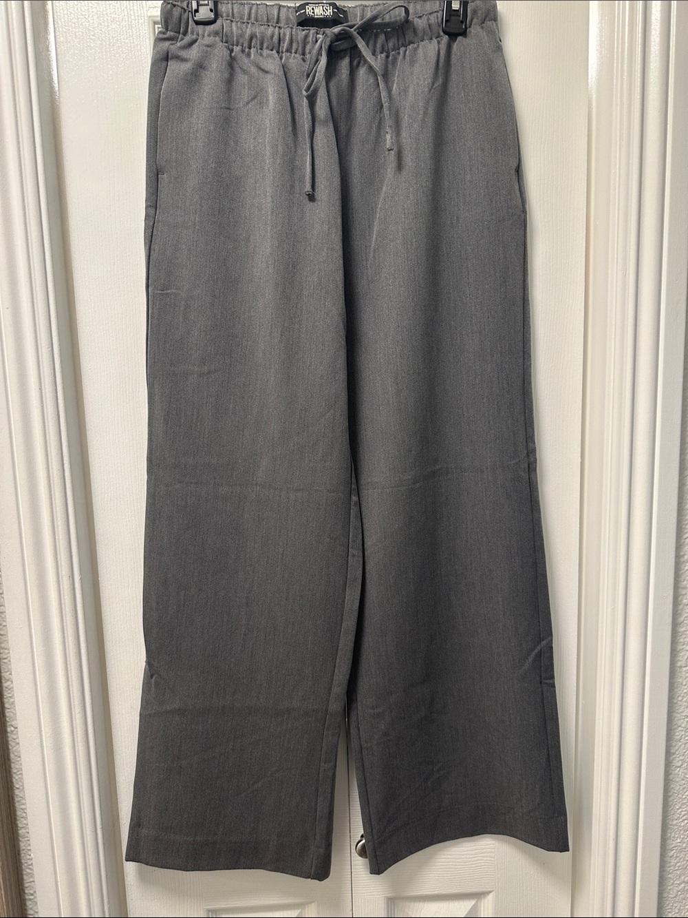 Rewash womens Charcoal Gray Wide-Leg Drawstring Pants